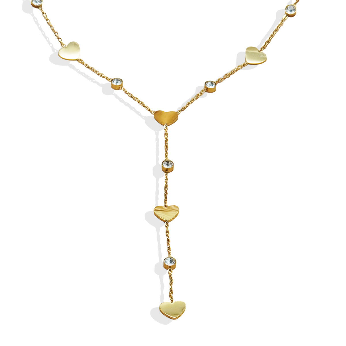 18K Gold Minimalist Rhinestone Pendant Necklace – Hypoallergenic Stainless Steel