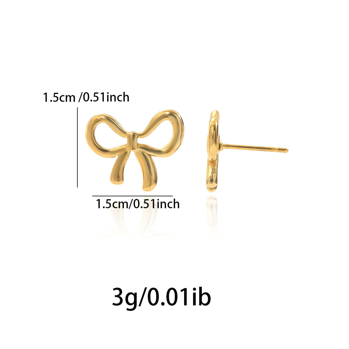 18K Gold Minimalist Bow Earrings – Hypoallergenic Stainless Steel Jewelry for Women & Girls