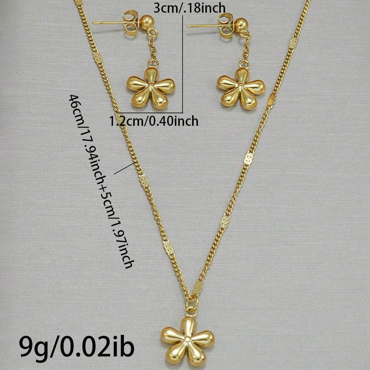 Floral 18K Gold Jewelry Set – Waterproof, Hypoallergenic & Perfect for Everyday Wear