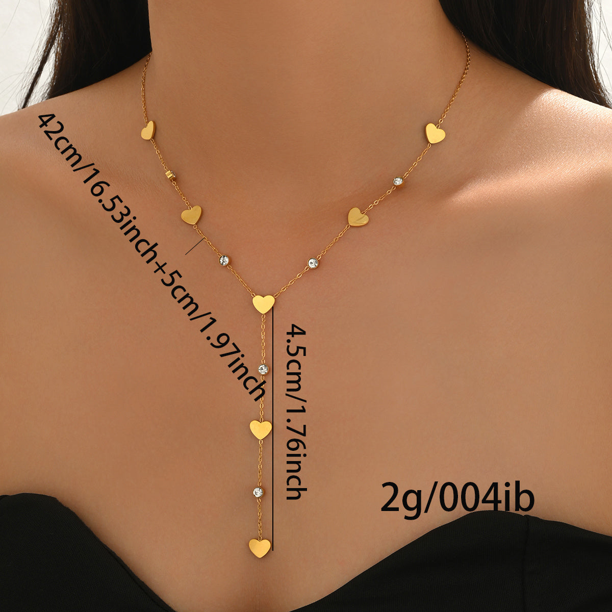 18K Gold Minimalist Rhinestone Pendant Necklace – Hypoallergenic Stainless Steel