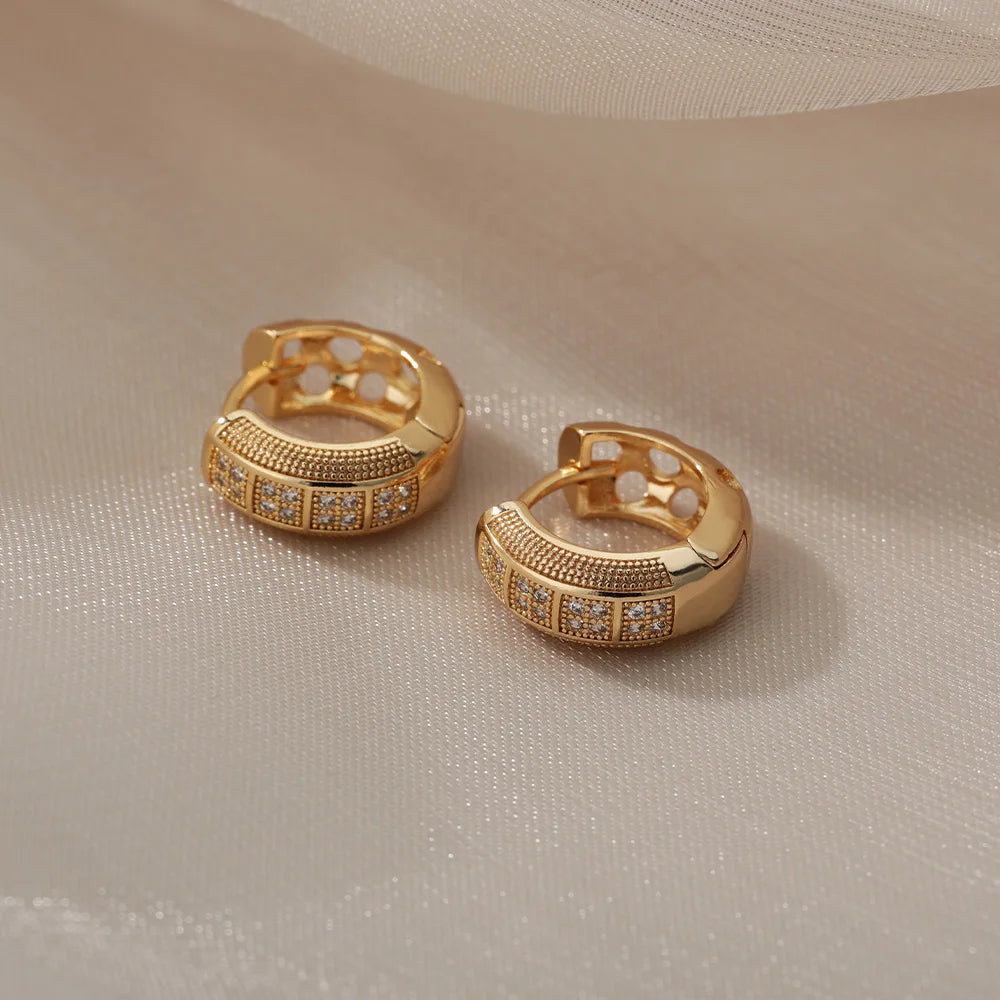 Gold Cubic Zirconia Hoop Earrings