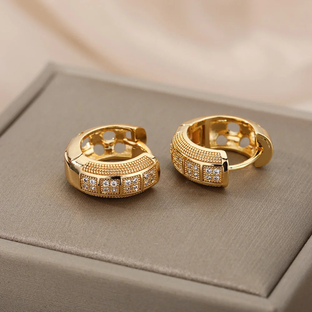 Gold Cubic Zirconia Hoop Earrings