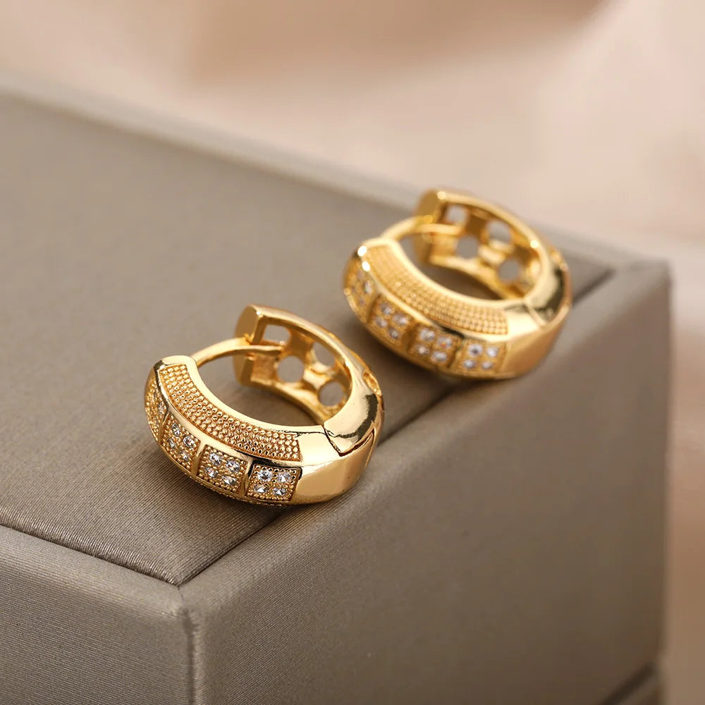Gold Cubic Zirconia Hoop Earrings