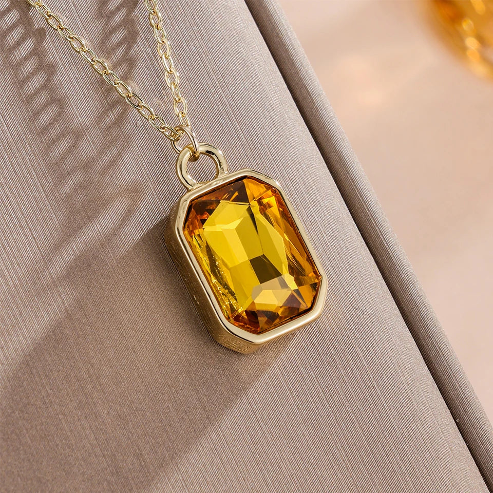 Gold Crystal Zirconia Necklace