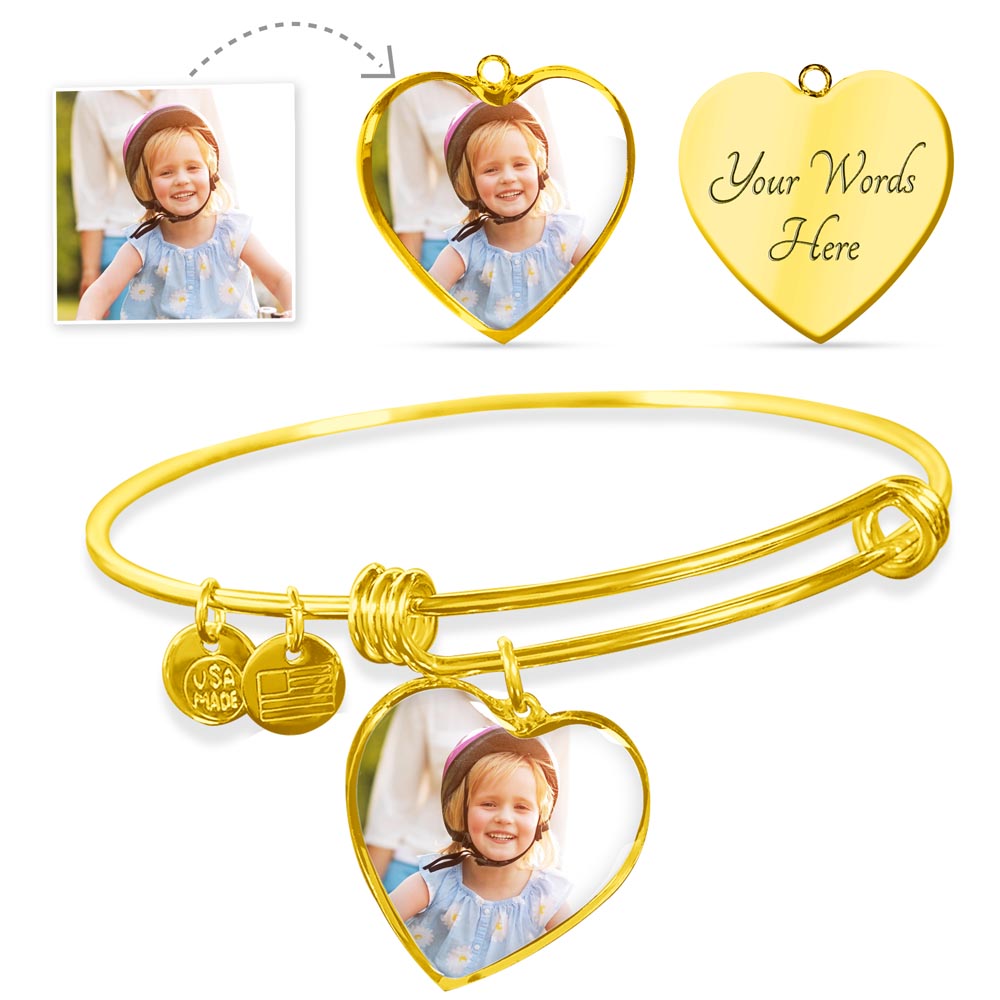 Personalized Heart Pendant Bangle