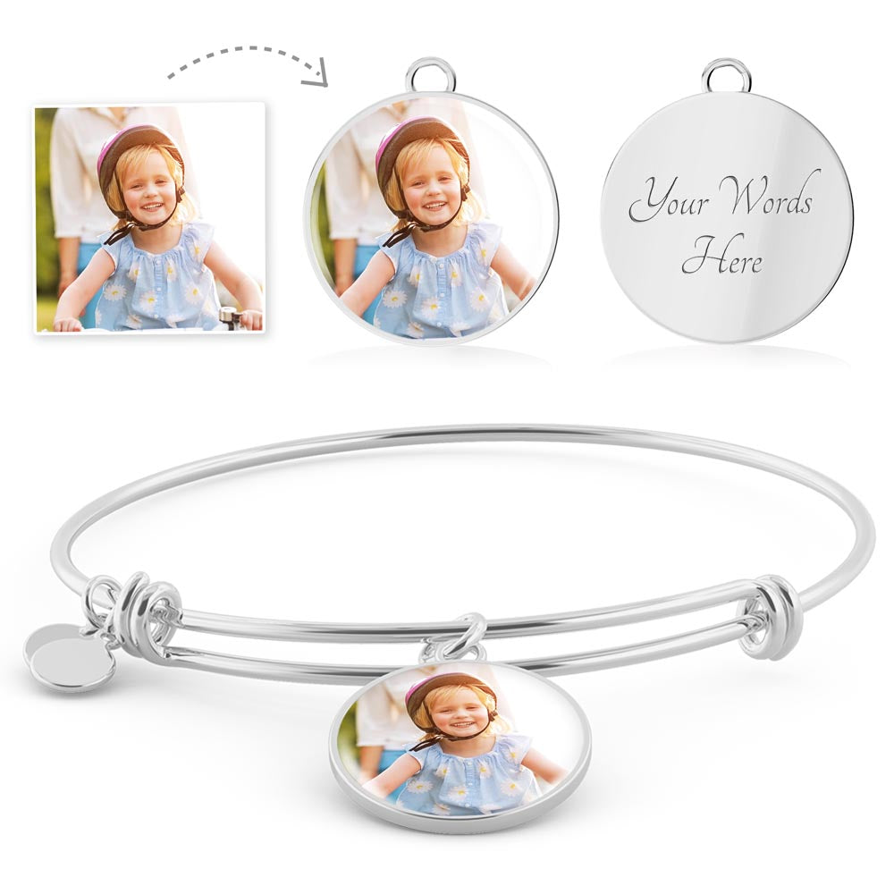 Personalized Circle Pendant Bangle