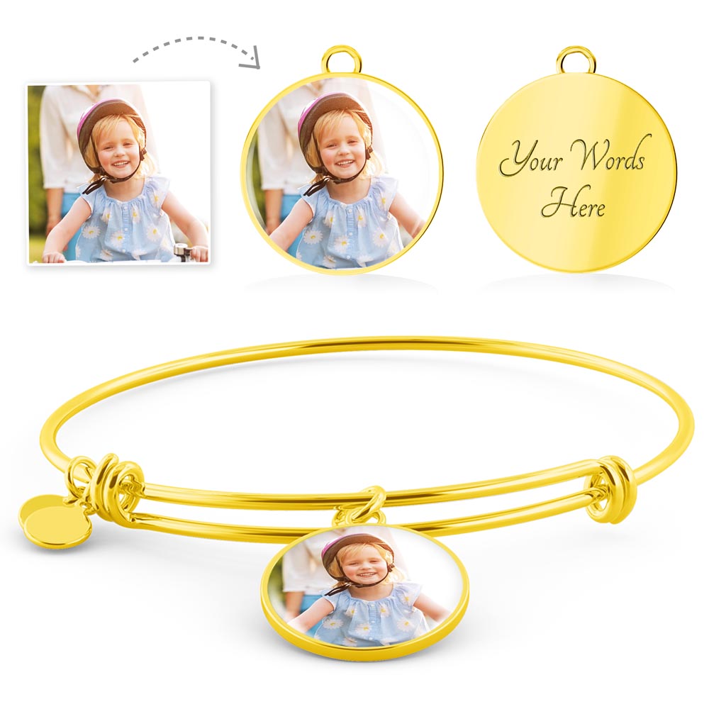 Personalized Circle Pendant Bangle