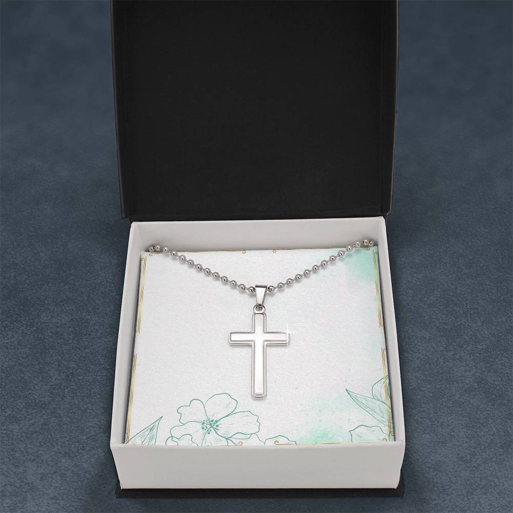 Stainless Steel Cross Necklace – Unisex Christian Jewelry with Ball Chain