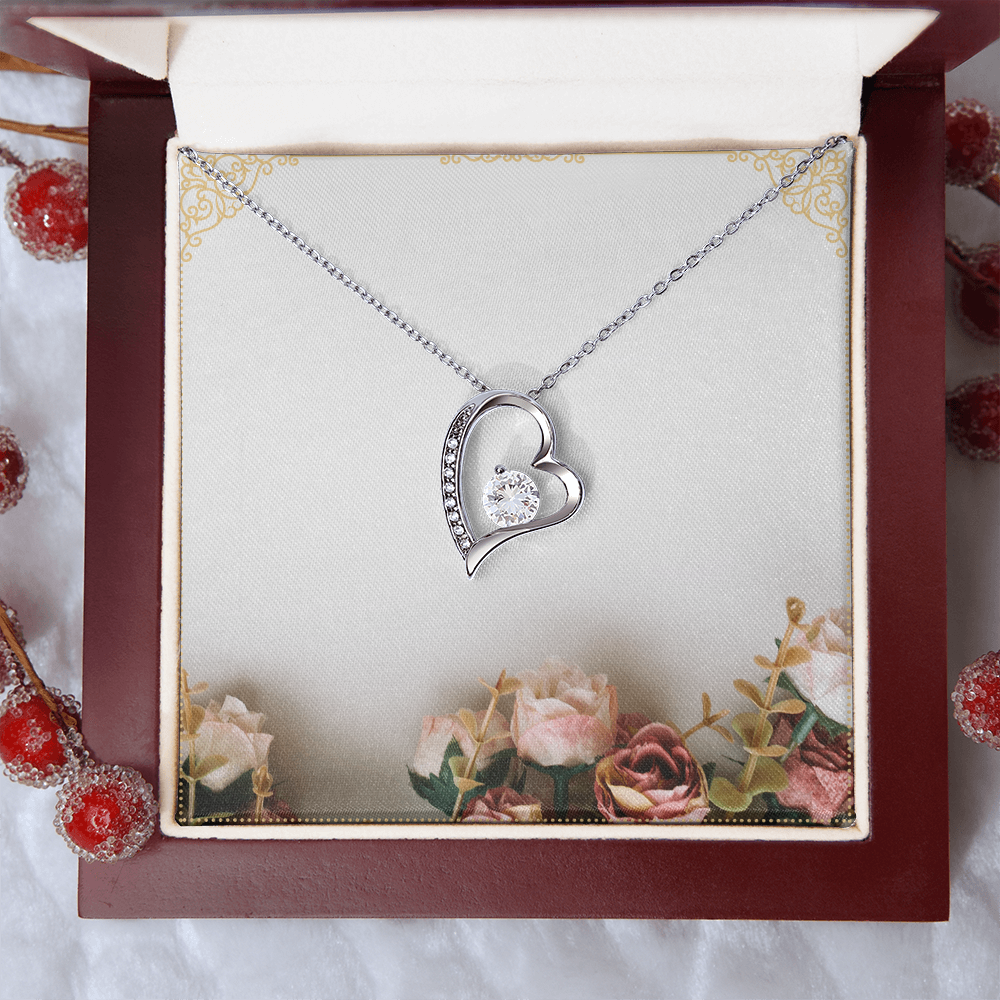 Forever Love Heart Pendant Necklace – Cubic Zirconia Jewelry Gift in 14k White or 18k Gold