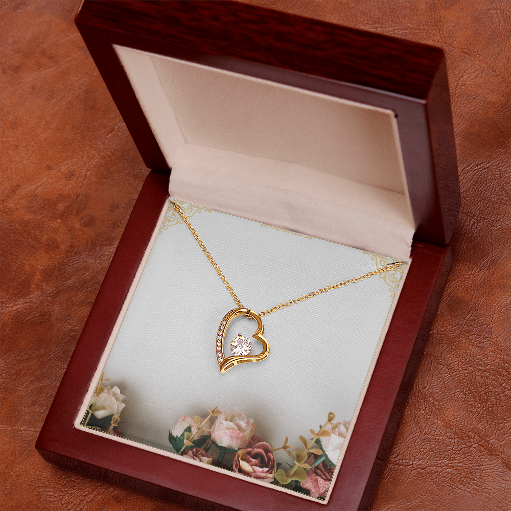 Forever Love Heart Pendant Necklace – Cubic Zirconia Jewelry Gift in 14k White or 18k Gold
