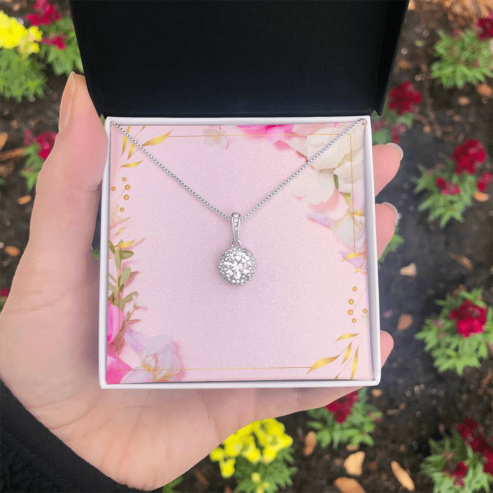 Eternal Cushion-Cut Necklace – 14k White Gold CZ Pendant Jewelry Gift