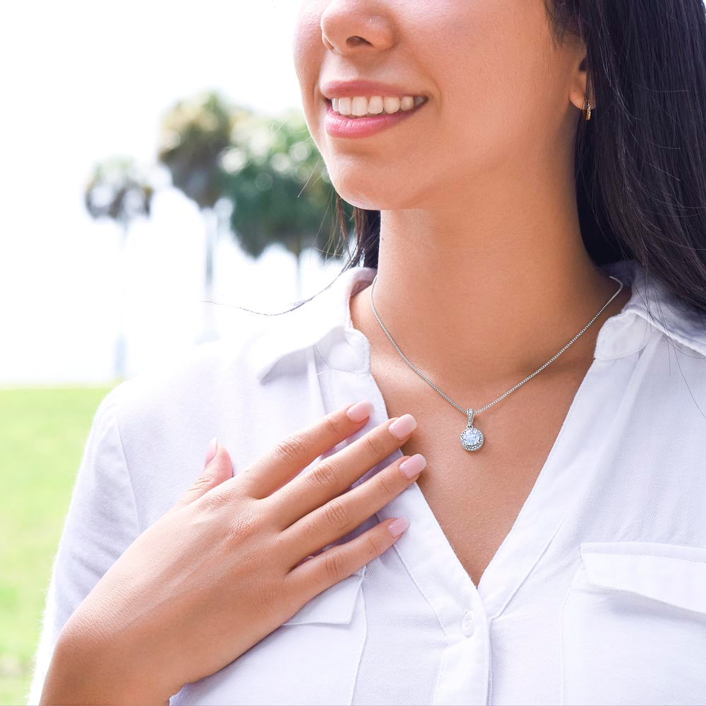Eternal Cushion-Cut Necklace – 14k White Gold CZ Pendant Jewelry Gift