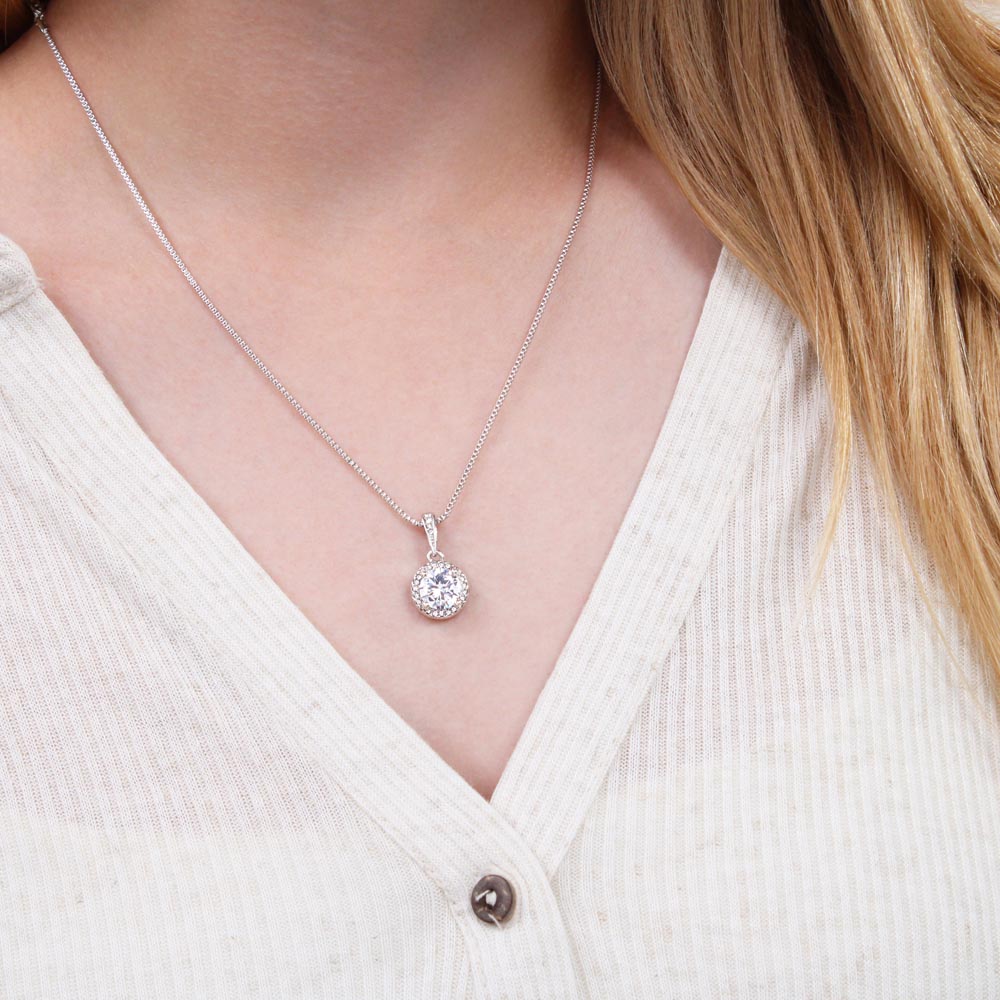 Eternal Cushion-Cut Necklace – 14k White Gold CZ Pendant Jewelry Gift
