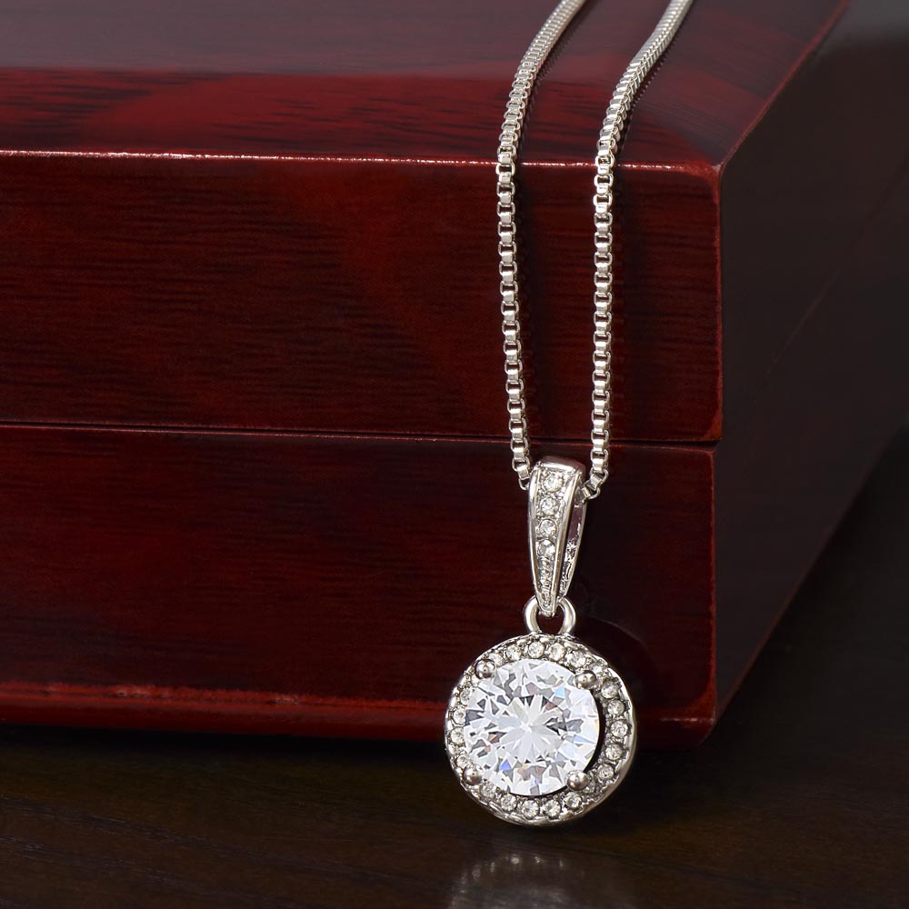 Eternal Cushion-Cut Necklace – 14k White Gold CZ Pendant Jewelry Gift