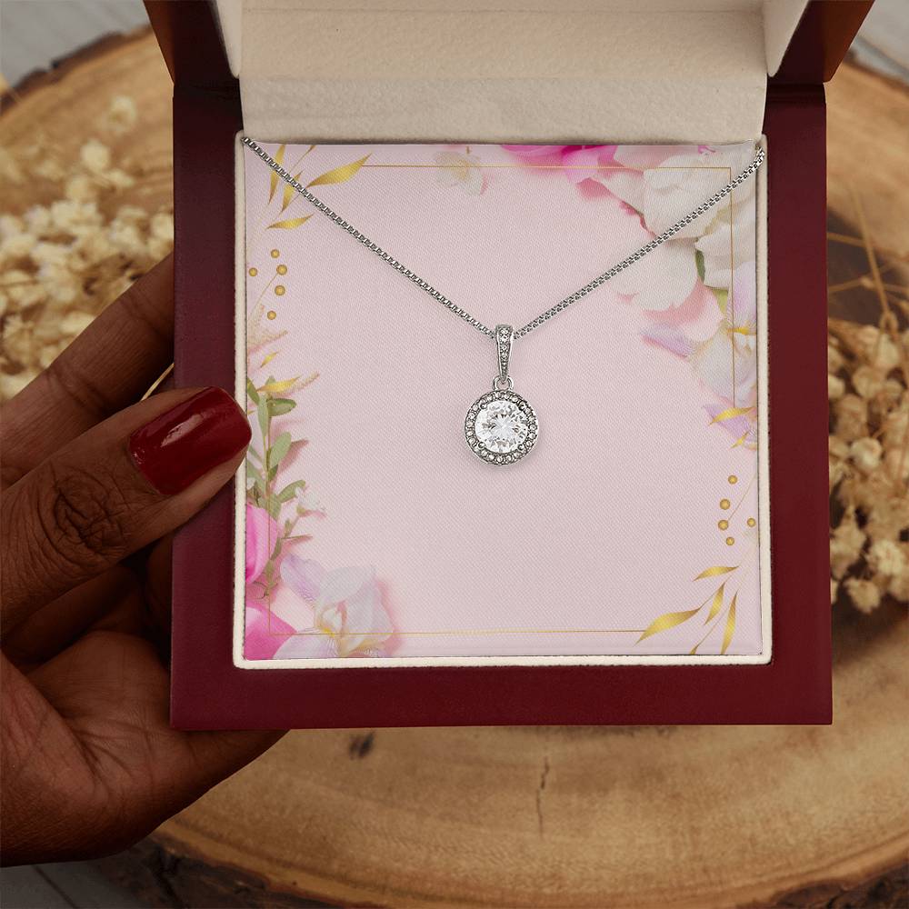 Eternal Cushion-Cut Necklace – 14k White Gold CZ Pendant Jewelry Gift