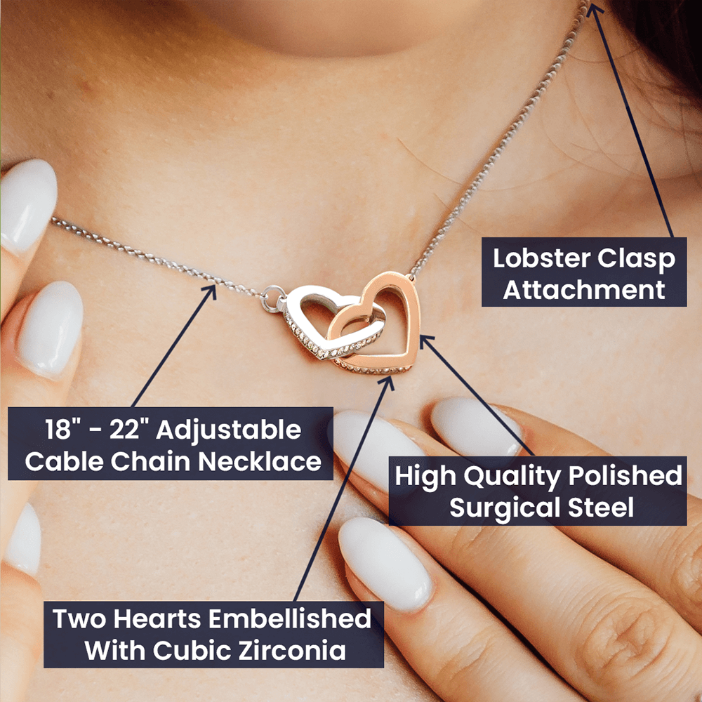 Interlocked Hearts Necklace – Sparkling CZ Double Heart Pendant | Elegant Daily Wear Gift