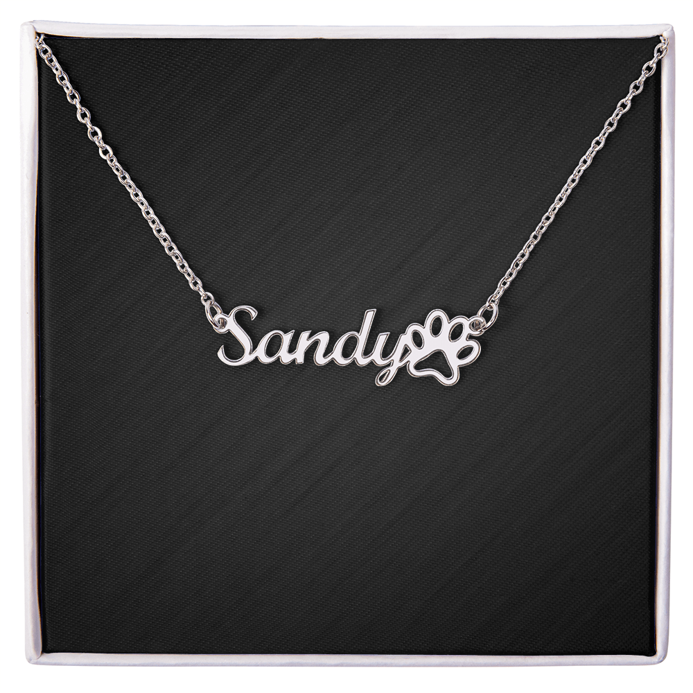 Personalized Paw Print Name Necklace