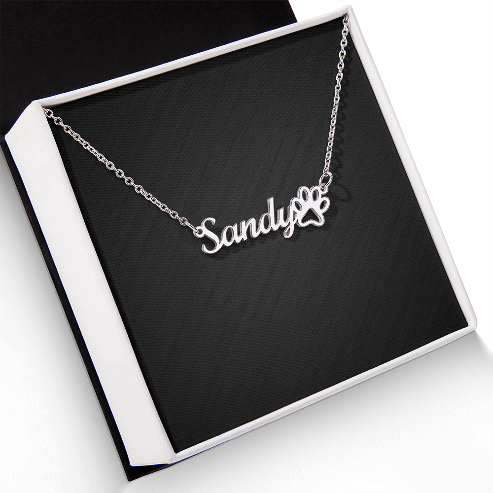 Personalized Paw Print Name Necklace