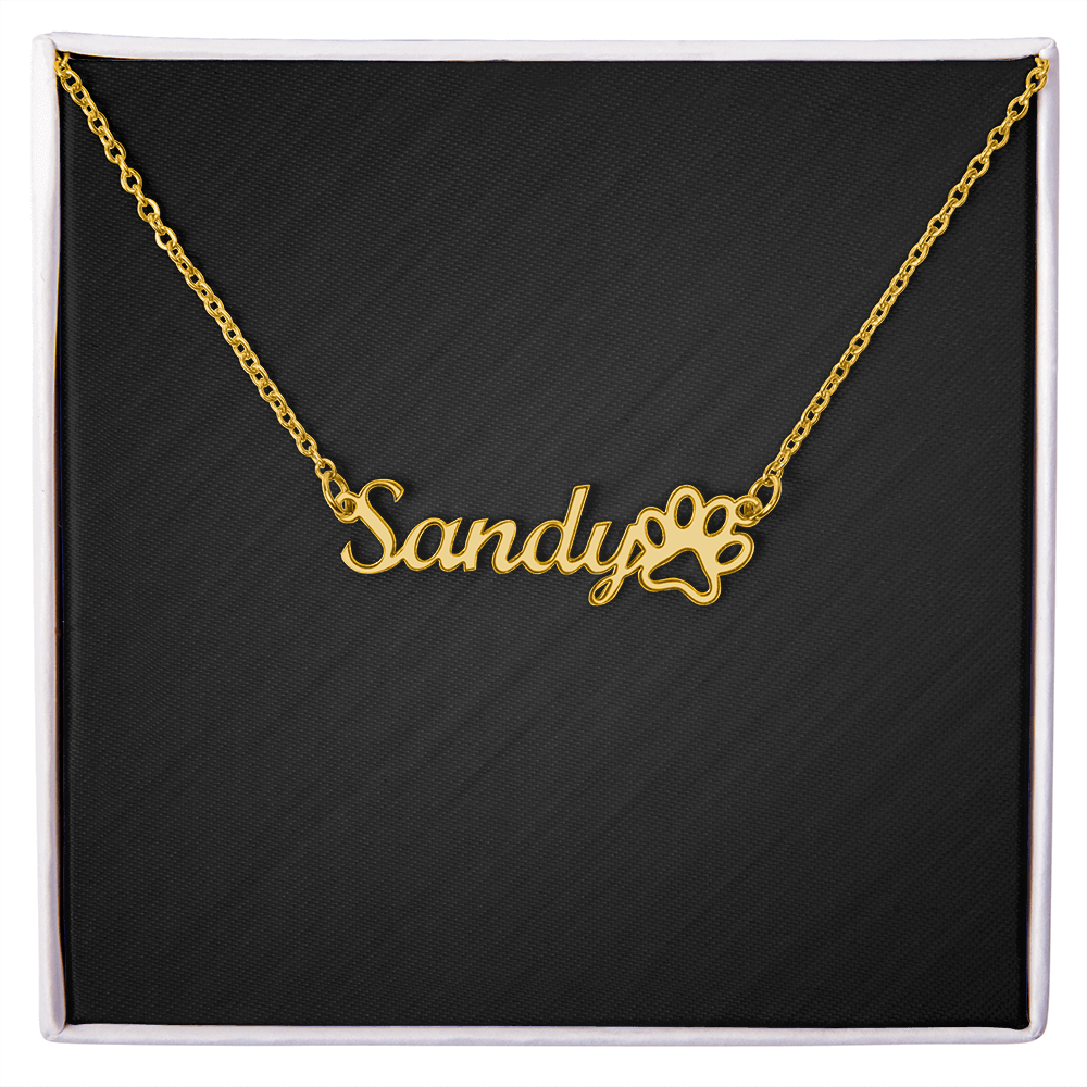 Personalized Paw Print Name Necklace