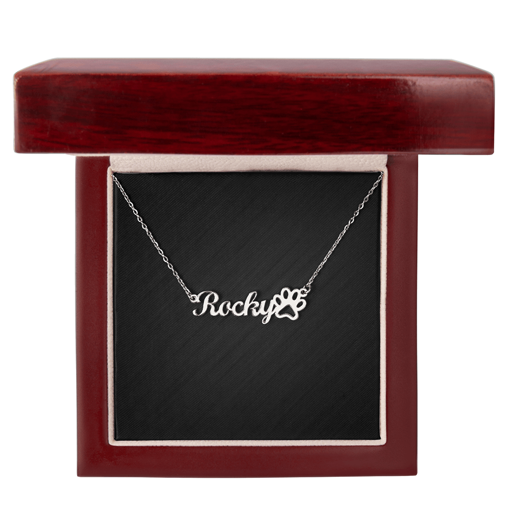 Personalized Paw Print Name Necklace