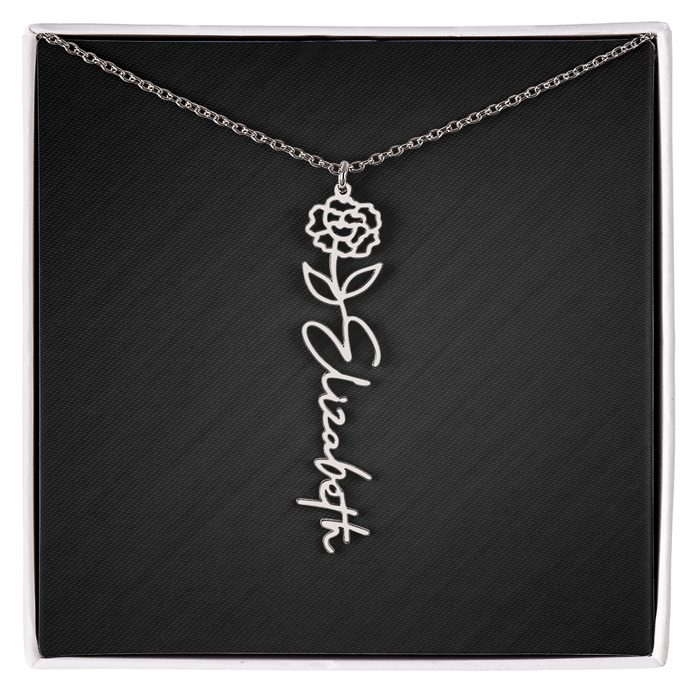Personalized Birth Flower Name Necklace
