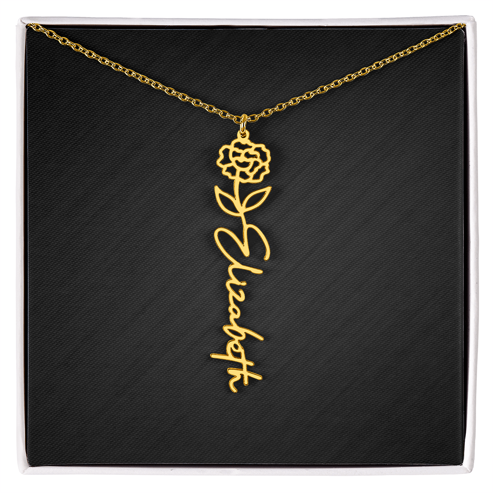 Personalized Birth Flower Name Necklace