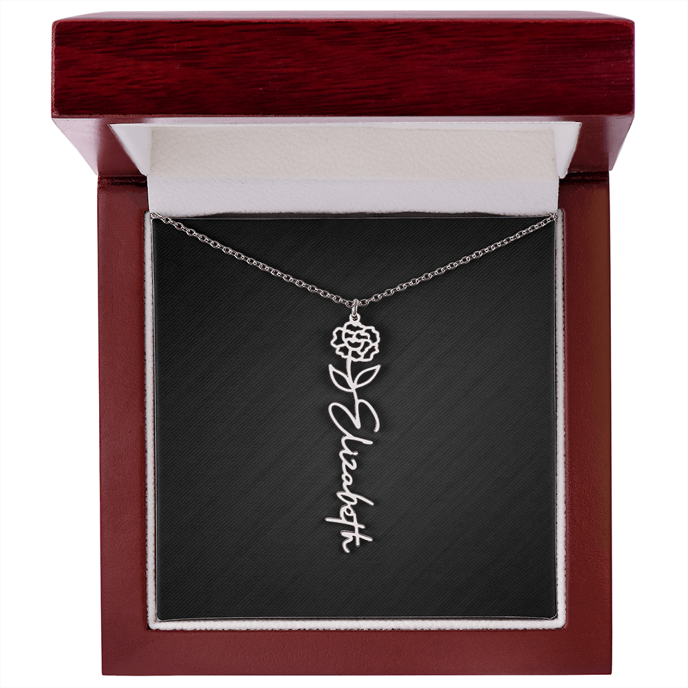 Personalized Birth Flower Name Necklace