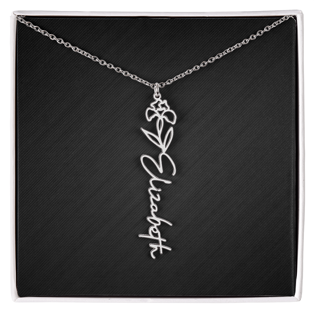 Personalized Birth Flower Name Necklace