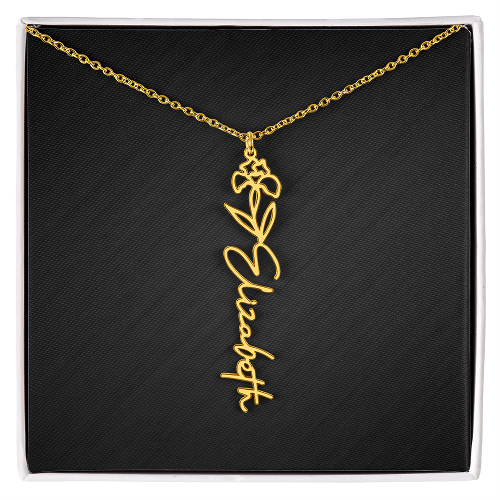 Personalized Birth Flower Name Necklace