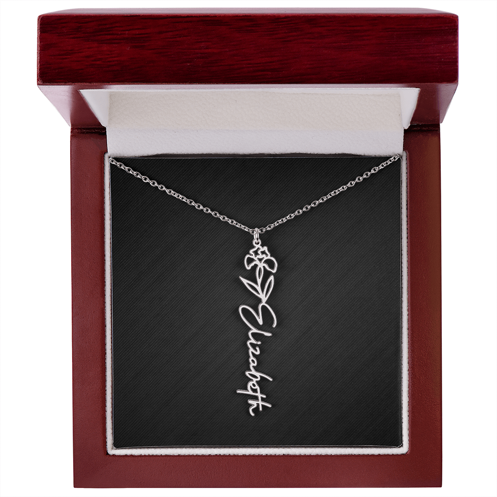 Personalized Birth Flower Name Necklace