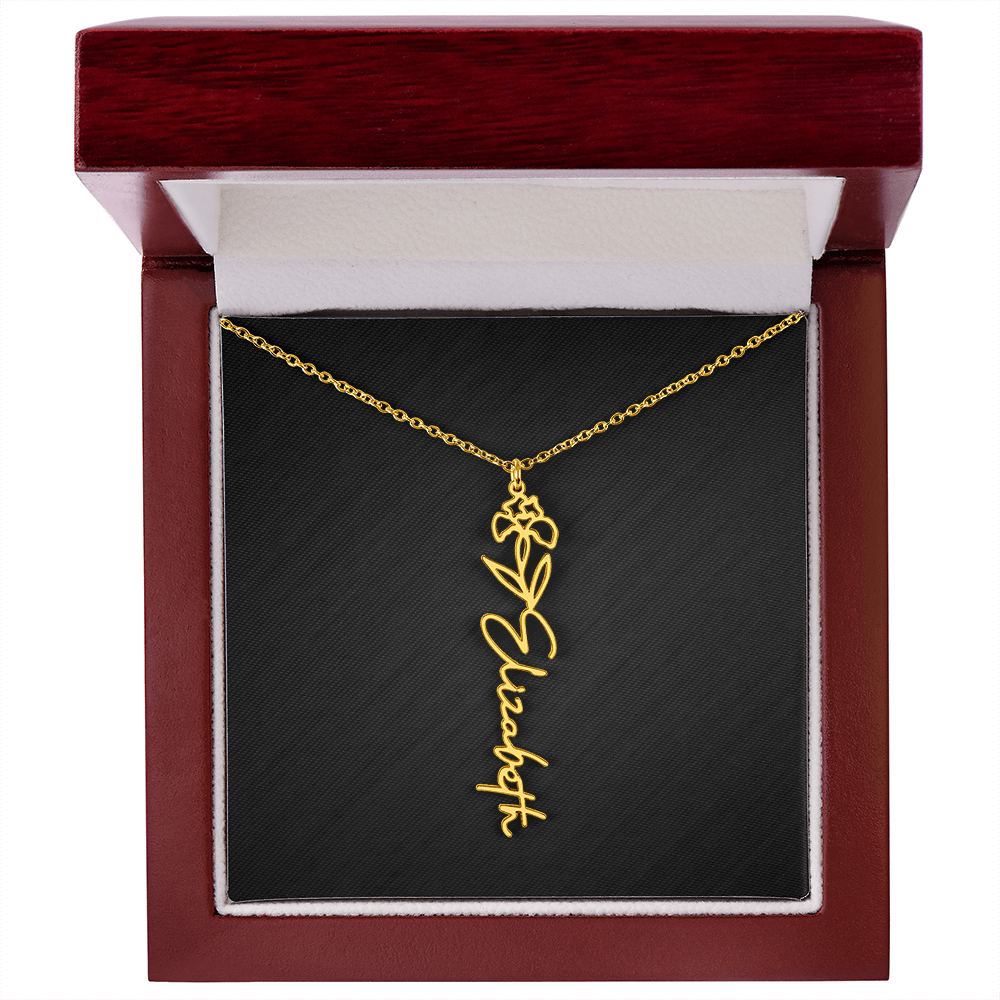 Personalized Birth Flower Name Necklace