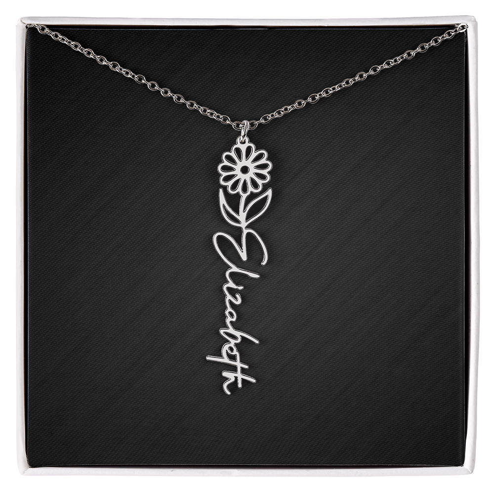 Personalized Birth Flower Name Necklace