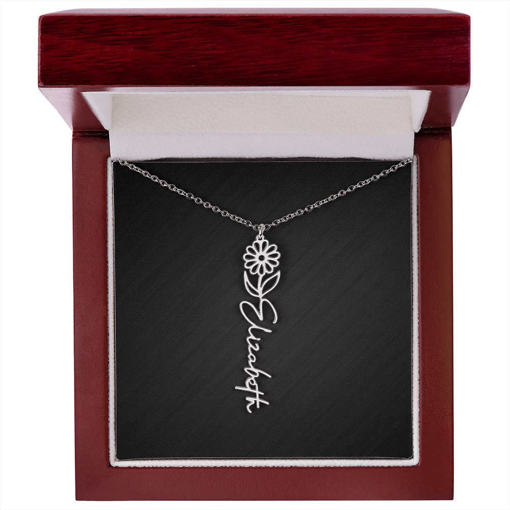 Personalized Birth Flower Name Necklace