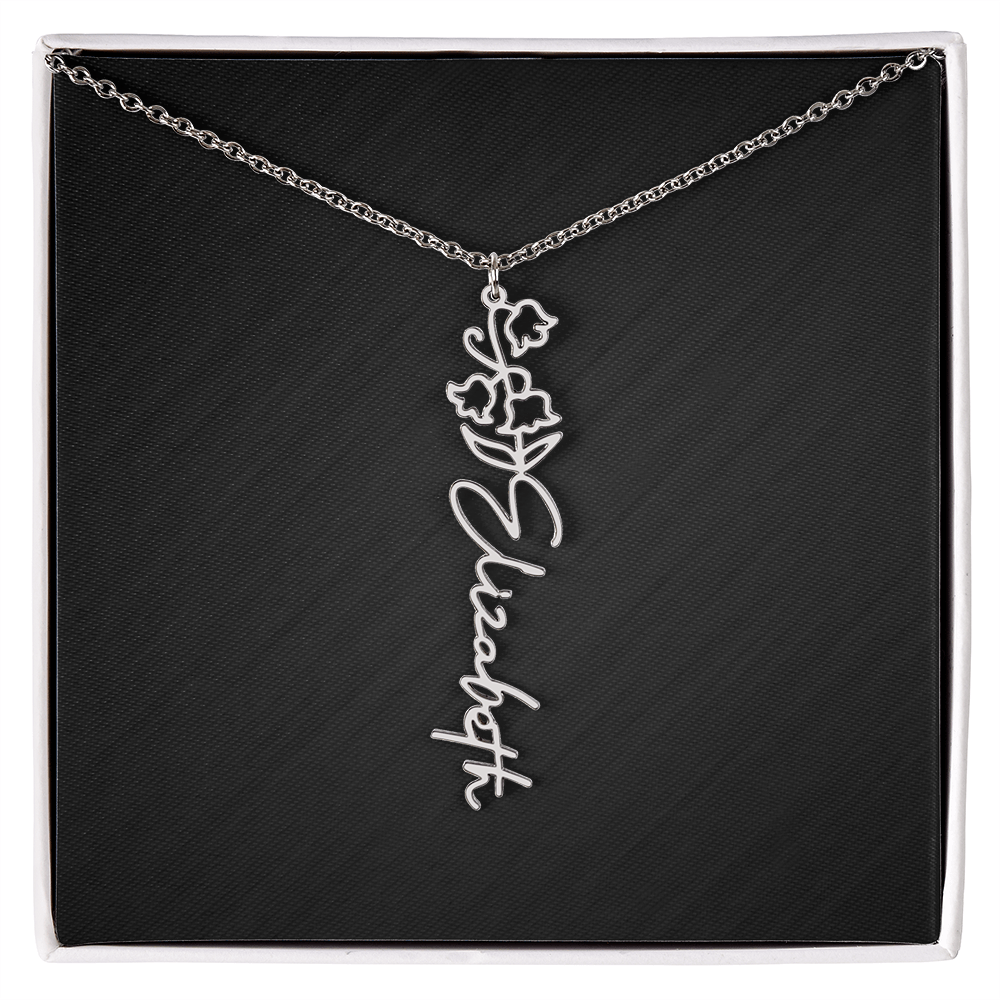 Personalized Birth Flower Name Necklace