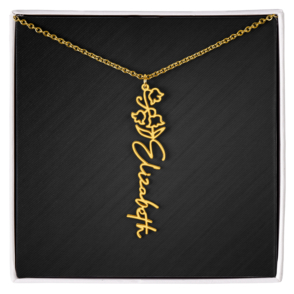 Personalized Birth Flower Name Necklace