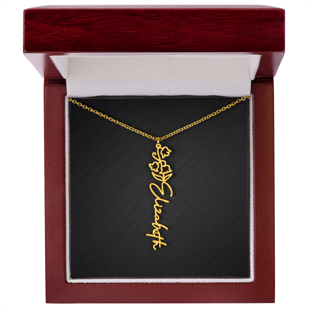 Personalized Birth Flower Name Necklace
