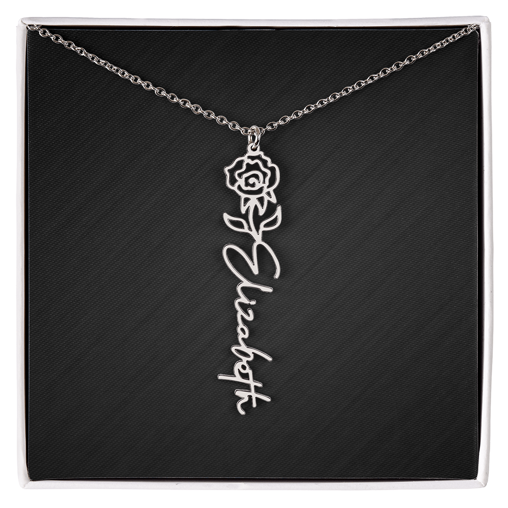Personalized Birth Flower Name Necklace