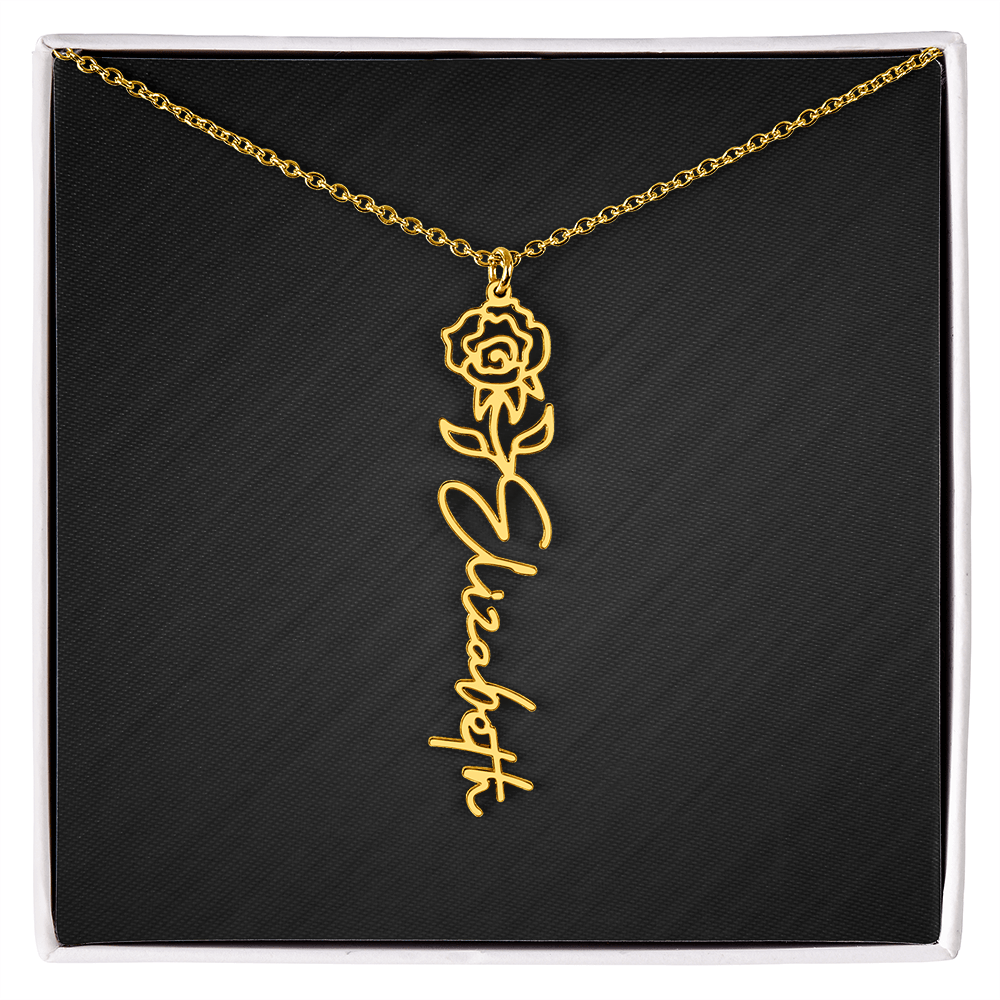 Personalized Birth Flower Name Necklace