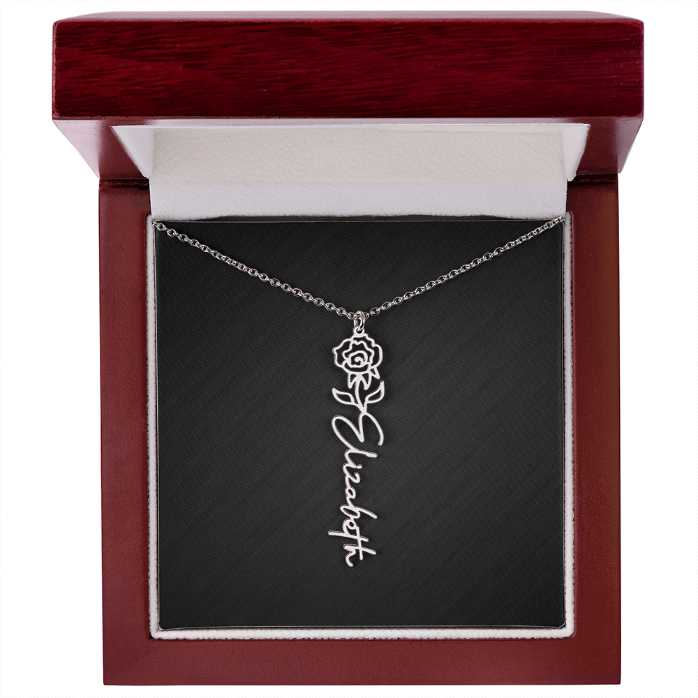 Personalized Birth Flower Name Necklace
