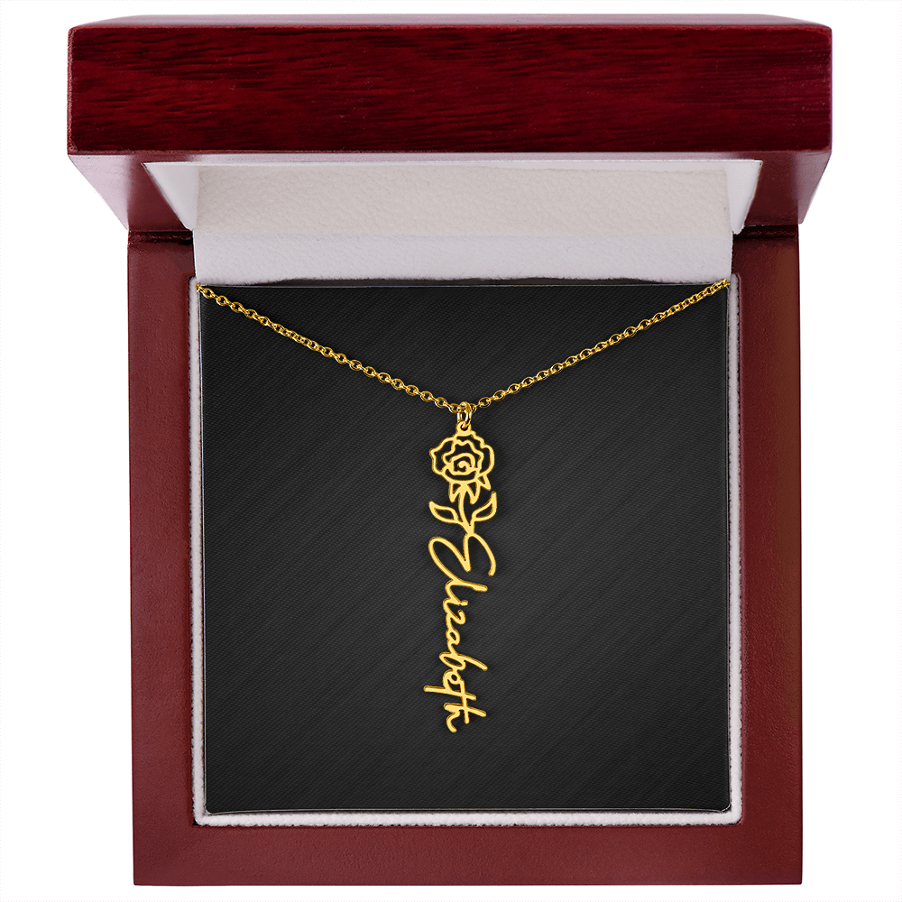Personalized Birth Flower Name Necklace