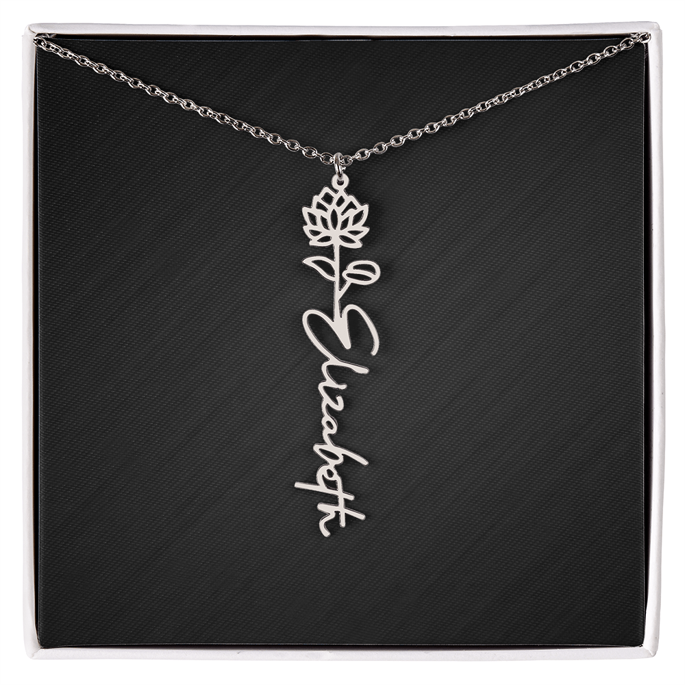 Personalized Birth Flower Name Necklace
