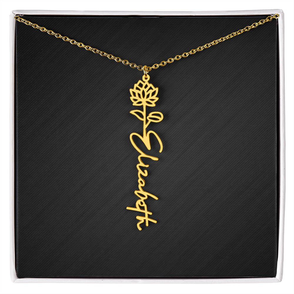 Personalized Birth Flower Name Necklace