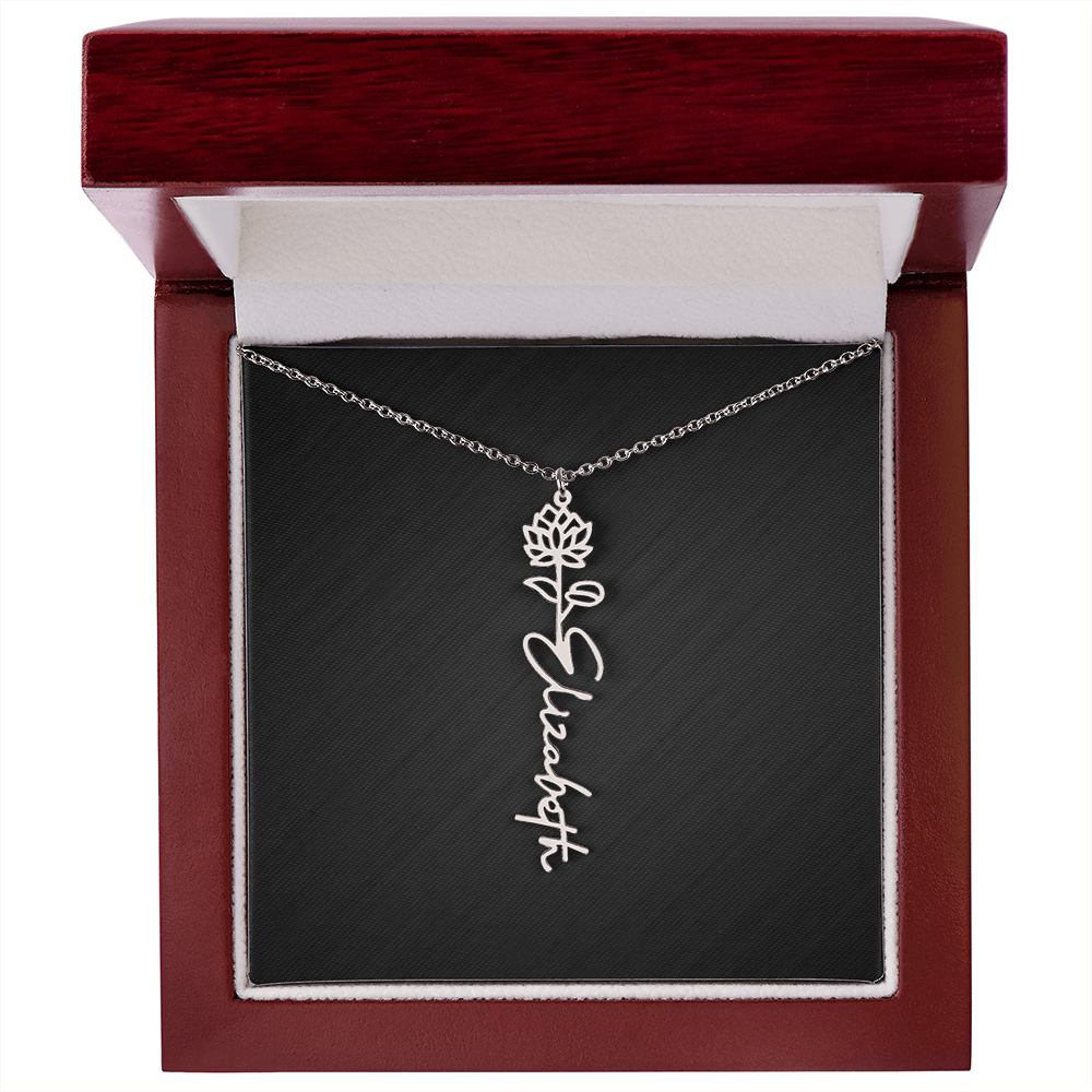Personalized Birth Flower Name Necklace