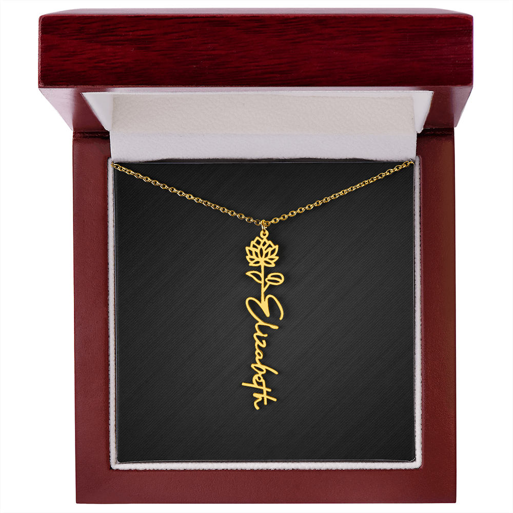 Personalized Birth Flower Name Necklace