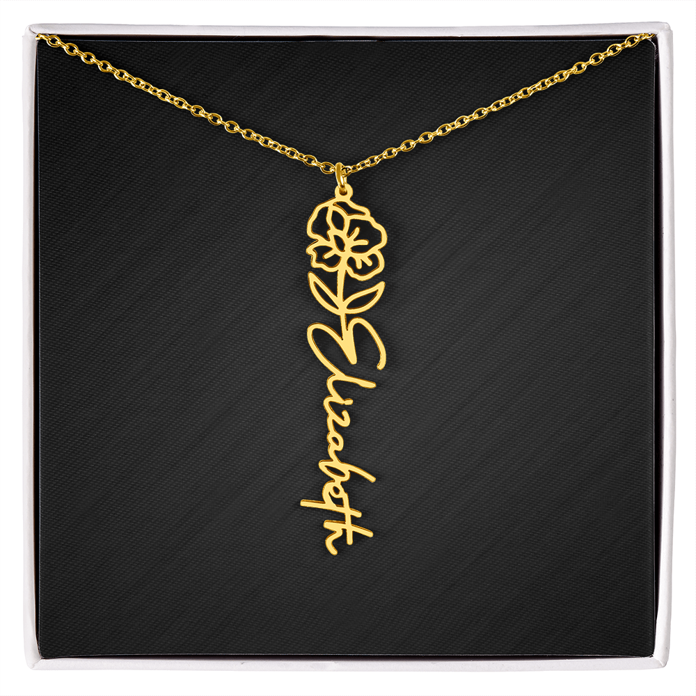 Personalized Birth Flower Name Necklace