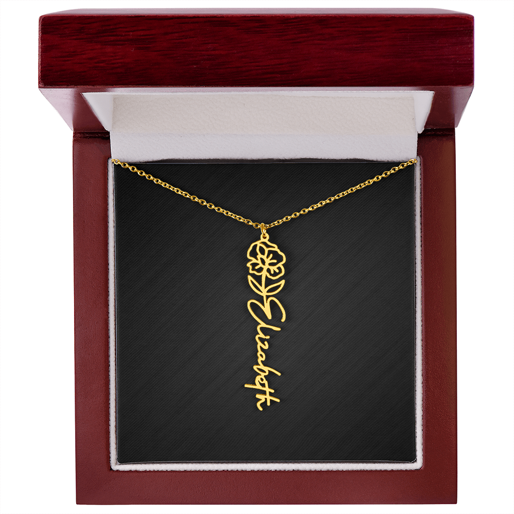 Personalized Birth Flower Name Necklace