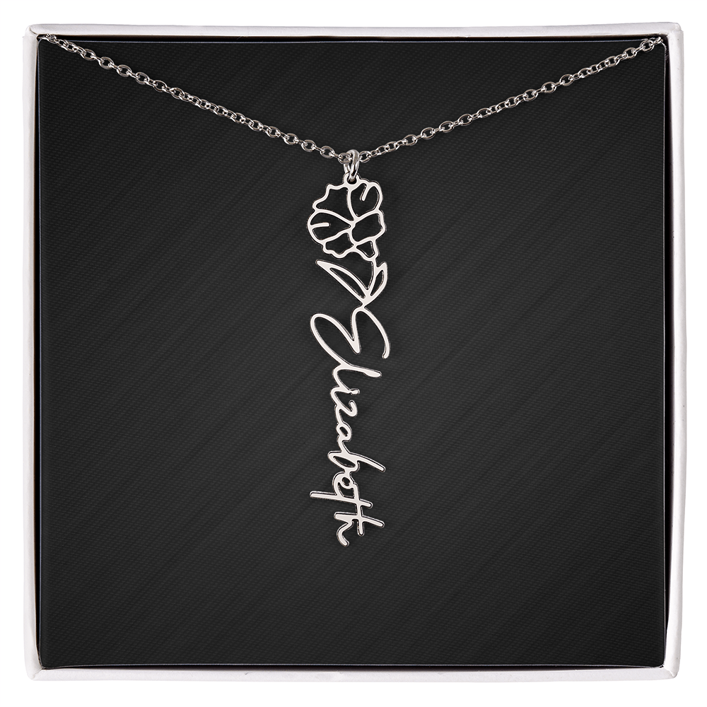 Personalized Birth Flower Name Necklace