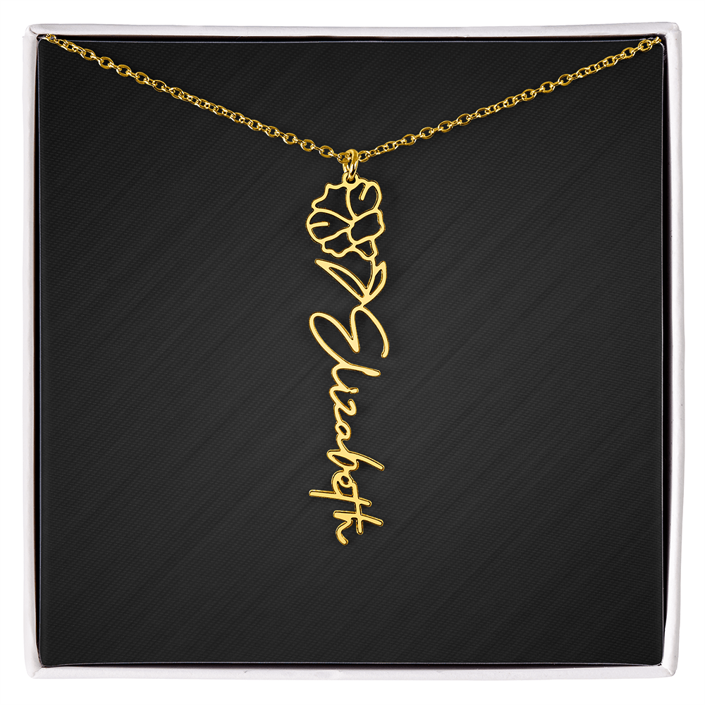 Personalized Birth Flower Name Necklace
