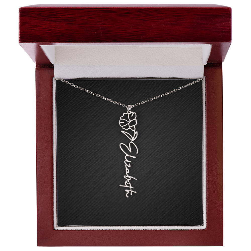 Personalized Birth Flower Name Necklace