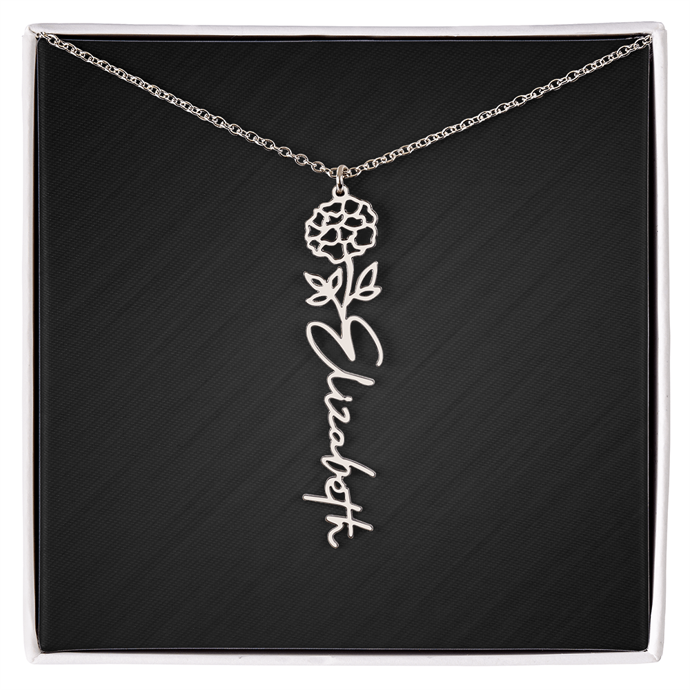 Personalized Birth Flower Name Necklace